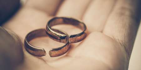 Two broken wedding rings